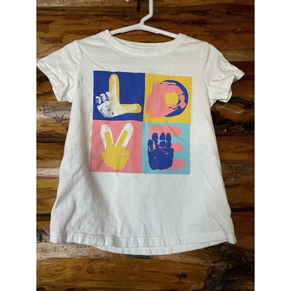 Old‎ Navy Sign Language "LOVE" Shirt White Short Sleeve Size 4T